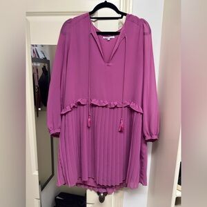 Rebecca Minkoff Pink V Neck and Pleated Dress